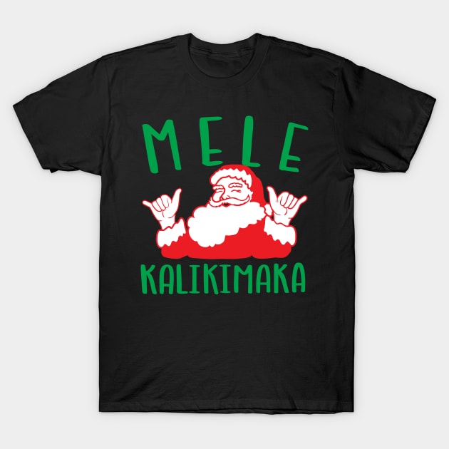 Mele Kalikimaka Santa doing the Shaka T-Shirt by SusanaDesigns